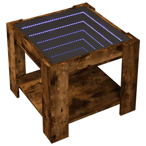 vidaXL LED-Couchtisch Räuchereiche 53x53x45 cm Holzwerkstoff