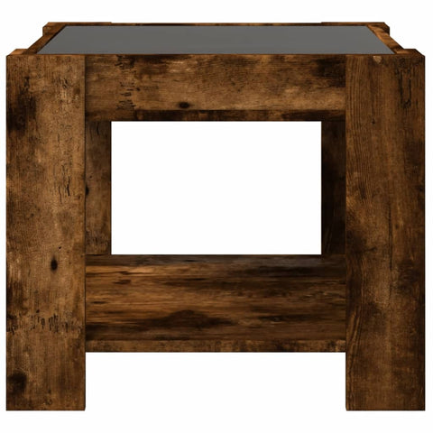 vidaXL LED-Couchtisch Räuchereiche 53x53x45 cm Holzwerkstoff