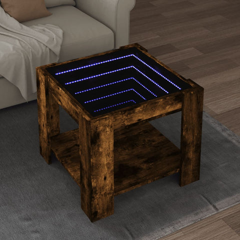 vidaXL LED-Couchtisch Räuchereiche 53x53x45 cm Holzwerkstoff