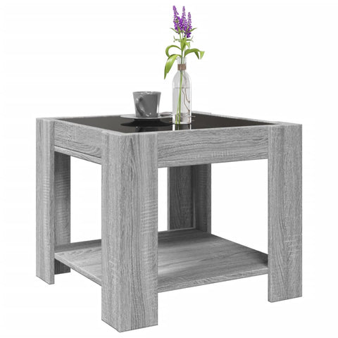 vidaXL LED-Couchtisch Grau Sonoma 53x53x45 cm Holzwerkstoff