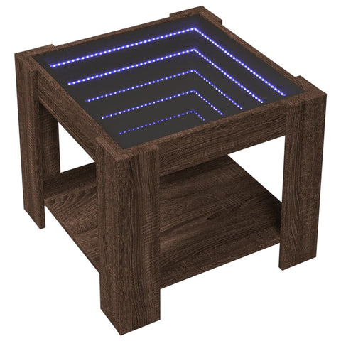 vidaXL LED-Couchtisch Braun Eichen-Optik 53x53x45 cm Holzwerkstoff