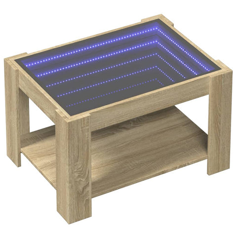 vidaXL LED-Couchtisch Sonoma Eiche 73x53x45 cm Holzwerkstoff