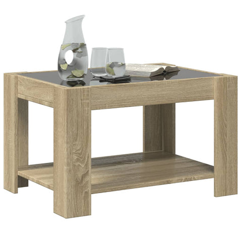 vidaXL LED-Couchtisch Sonoma Eiche 73x53x45 cm Holzwerkstoff