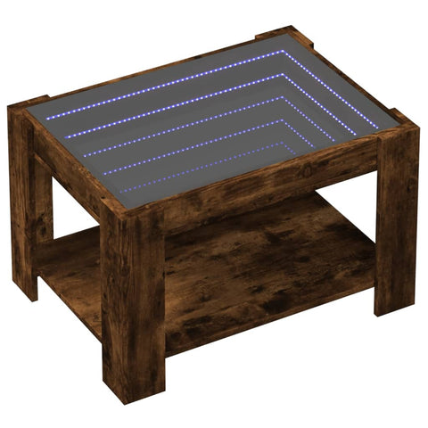 vidaXL LED-Couchtisch Räuchereiche 73x53x45 cm Holzwerkstoff