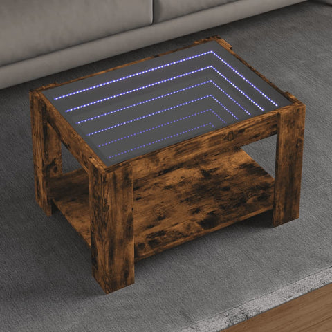 vidaXL LED-Couchtisch Räuchereiche 73x53x45 cm Holzwerkstoff