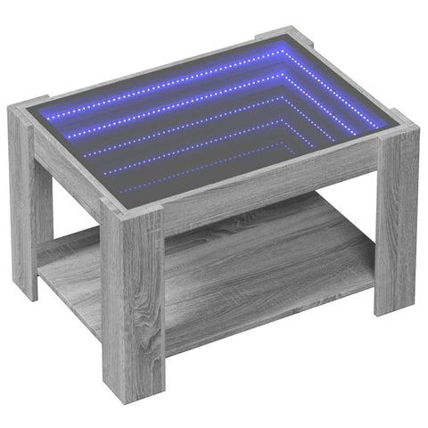 vidaXL LED-Couchtisch Grau Sonoma 73x53x45 cm Holzwerkstoff