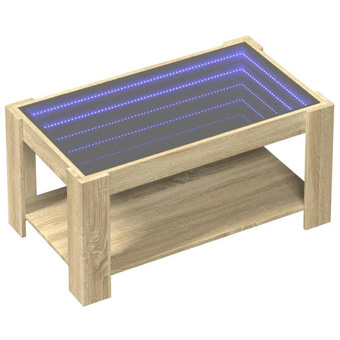 vidaXL LED-Couchtisch Sonoma Eiche 93x53x45 cm Holzwerkstoff