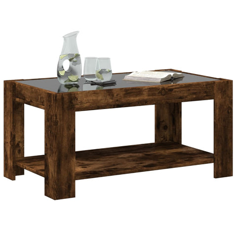 vidaXL LED-Couchtisch Räuchereiche 93x53x45 cm Holzwerkstoff