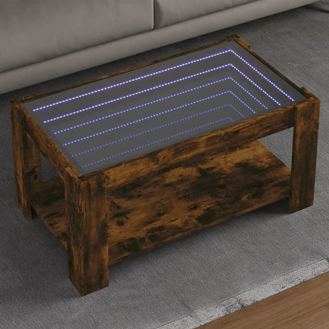 vidaXL LED-Couchtisch Räuchereiche 93x53x45 cm Holzwerkstoff