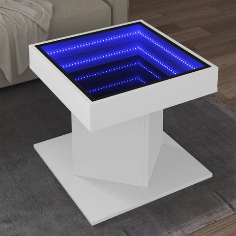 vidaXL LED-Couchtisch Weiß 50x50x45 cm Holzwerkstoff