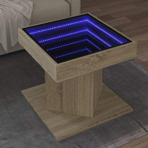 vidaXL LED-Couchtisch Sonoma Eiche 50x50x45 cm Holzwerkstoff