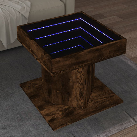 vidaXL LED-Couchtisch Räuchereiche 50x50x45 cm Holzwerkstoff