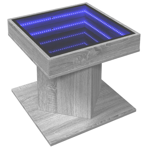 vidaXL LED-Couchtisch Grau Sonoma 50x50x45 cm Holzwerkstoff