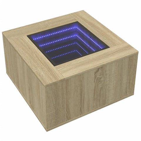 vidaXL LED-Couchtisch Sonoma-Eiche 60x60x40 cm Holzwerkstoff