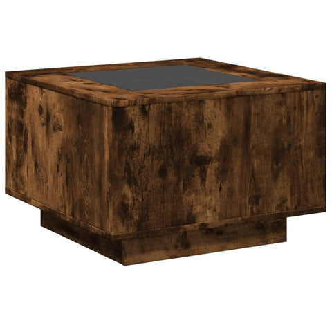 vidaXL LED-Couchtisch Räuchereiche 60x60x40 cm Holzwerkstoff