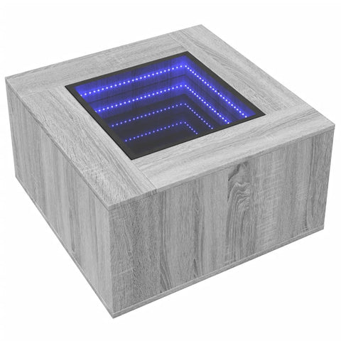 vidaXL LED-Couchtisch Grau Sonoma 60x60x40 cm Holzwerkstoff