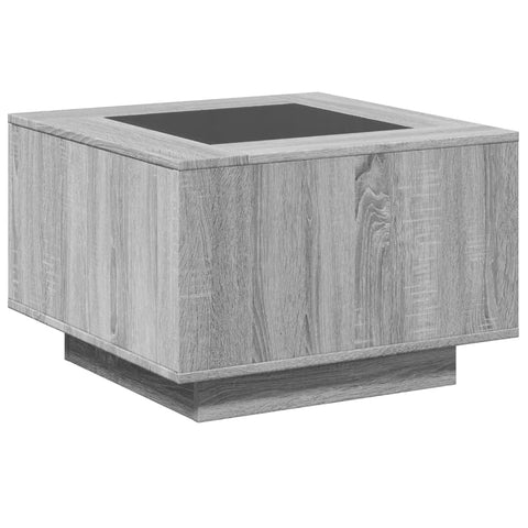 vidaXL LED-Couchtisch Grau Sonoma 60x60x40 cm Holzwerkstoff