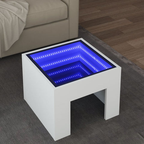 vidaXL Couchtisch mit Infinity-LED Weiß 40x40x30 cm