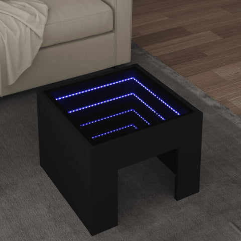 vidaXL Couchtisch mit Infinity-LED Schwarz 40x40x30 cm