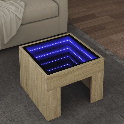 vidaXL Couchtisch mit Infinity-LED Sonoma-Eiche 40x40x30 cm