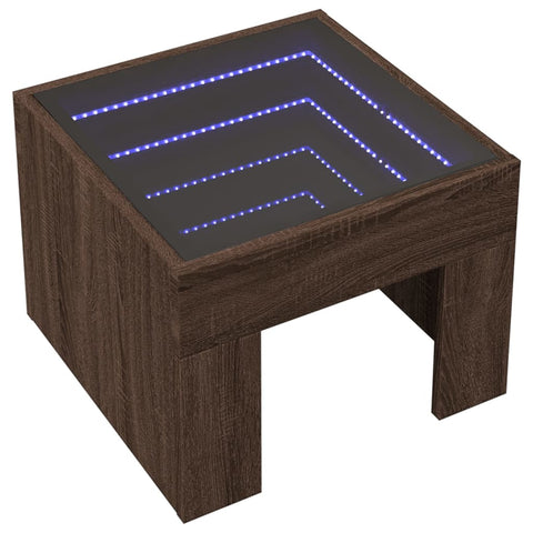 vidaXL Couchtisch mit Infinity-LED Braun Eichen-Optik 40x40x30 cm