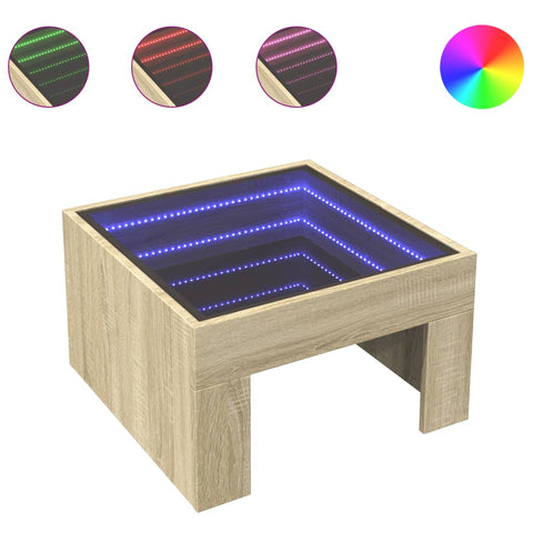 vidaXL Couchtisch mit Infinity-LED Sonoma-Eiche 50x50x30 cm