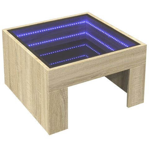 vidaXL Couchtisch mit Infinity-LED Sonoma-Eiche 50x50x30 cm