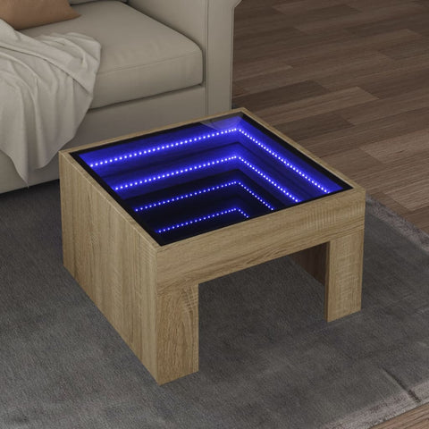 vidaXL Couchtisch mit Infinity-LED Sonoma-Eiche 50x50x30 cm