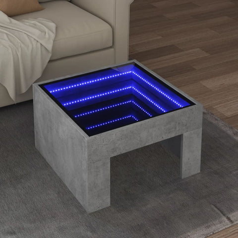 vidaXL Couchtisch mit Infinity-LED Betongrau 50x50x30 cm