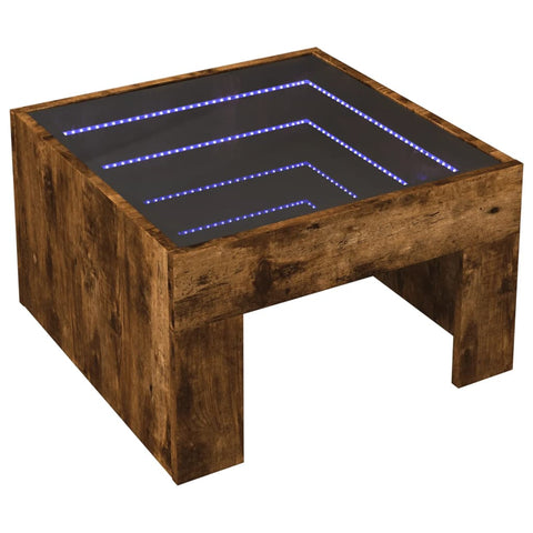 vidaXL Couchtisch mit Infinity-LED Räuchereiche 50x50x30 cm