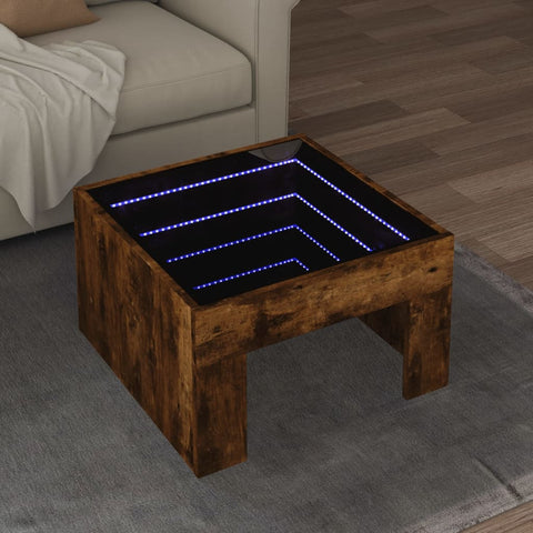 vidaXL Couchtisch mit Infinity-LED Räuchereiche 50x50x30 cm