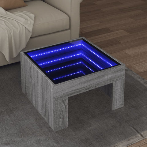 vidaXL Couchtisch mit Infinity-LED Grau Sonoma 50x50x30 cm