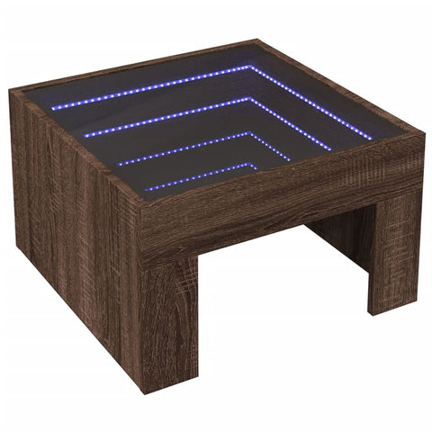 vidaXL Couchtisch mit Infinity-LED Braun Eichen-Optik 50x50x30 cm