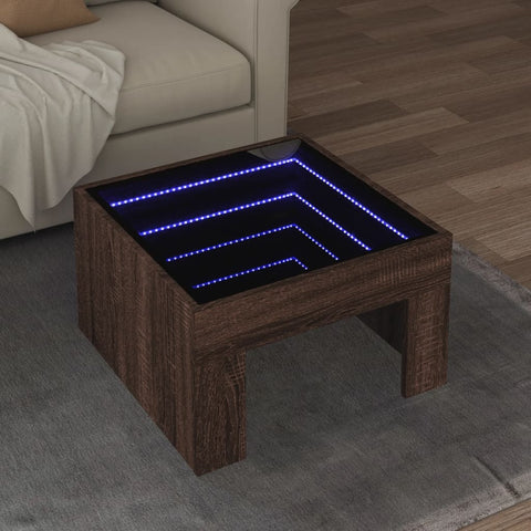 vidaXL Couchtisch mit Infinity-LED Braun Eichen-Optik 50x50x30 cm