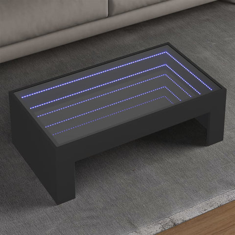 vidaXL Couchtisch mit Infinity-LED Schwarz 90x50x30 cm