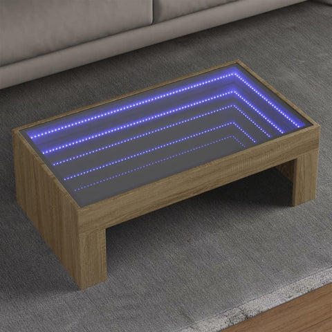 vidaXL Couchtisch mit Infinity-LED Sonoma-Eiche 90x50x30 cm