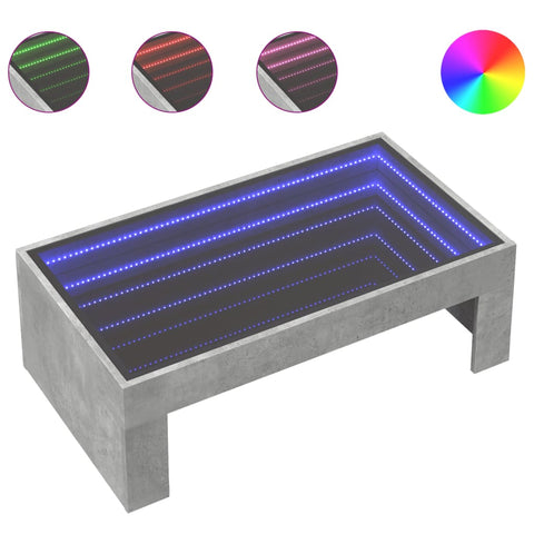 vidaXL Couchtisch mit Infinity-LED Betongrau 90x50x30 cm