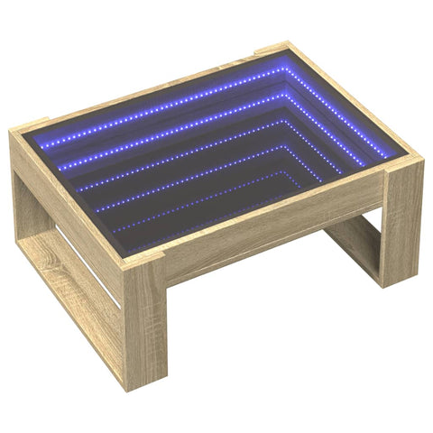 vidaXL Couchtisch mit Infinity-LED Sonoma-Eiche 70x53x30 cm