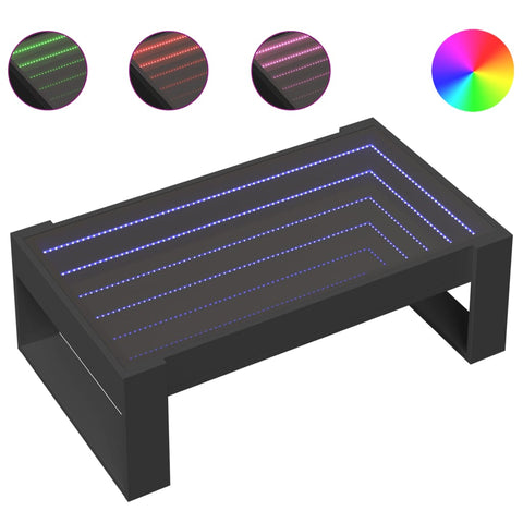 vidaXL Couchtisch mit Infinity-LED Schwarz 90x53x30 cm