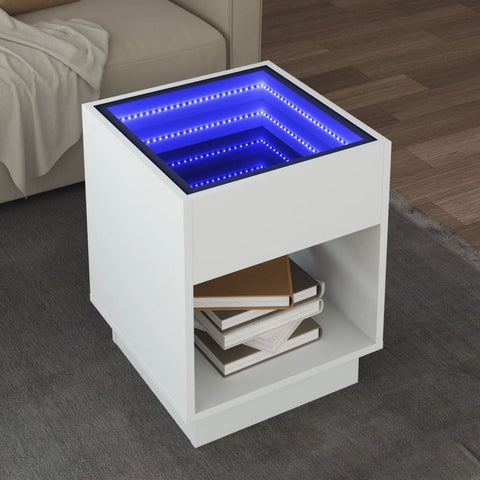 vidaXL Couchtisch mit Infinity-LED Weiß 40x40x50 cm