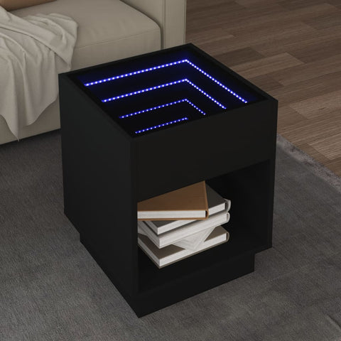 vidaXL Couchtisch mit Infinity-LED Schwarz 40x40x50 cm