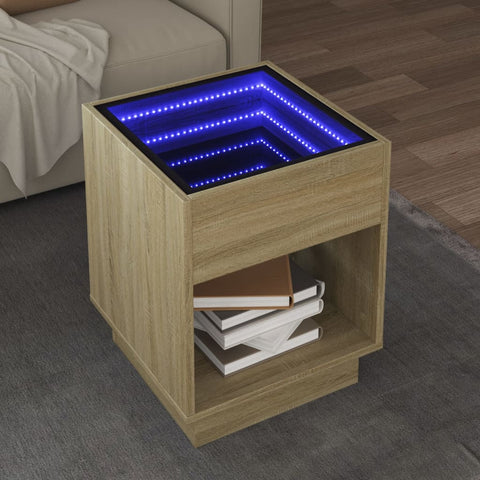 vidaXL Couchtisch mit Infinity-LED Sonoma-Eiche 40x40x50 cm