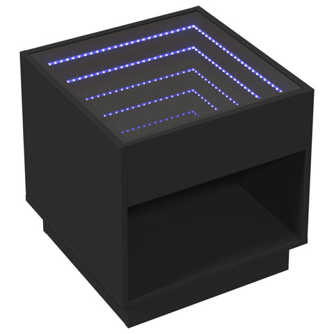 vidaXL Couchtisch mit Infinity-LED Schwarz 50x50x50 cm