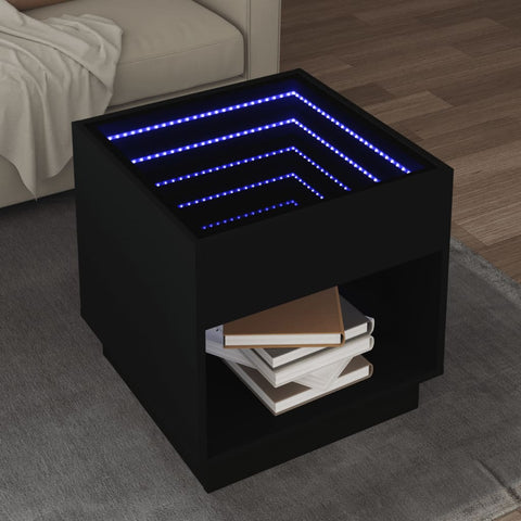 vidaXL Couchtisch mit Infinity-LED Schwarz 50x50x50 cm