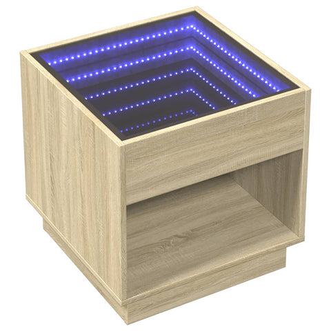 vidaXL Couchtisch mit Infinity-LED Sonoma-Eiche 50x50x50 cm