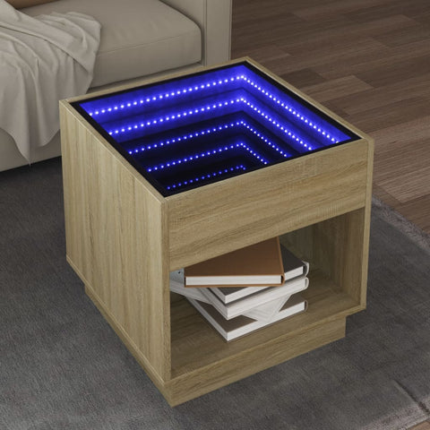 vidaXL Couchtisch mit Infinity-LED Sonoma-Eiche 50x50x50 cm