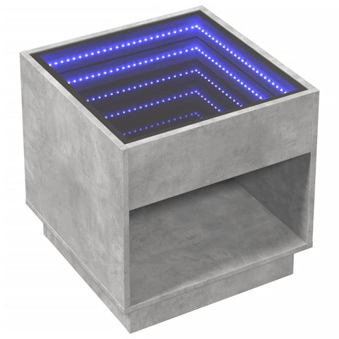 vidaXL Couchtisch mit Infinity-LED Betongrau 50x50x50 cm