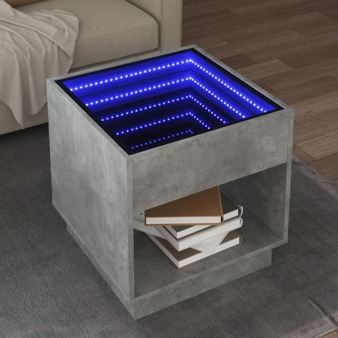 vidaXL Couchtisch mit Infinity-LED Betongrau 50x50x50 cm