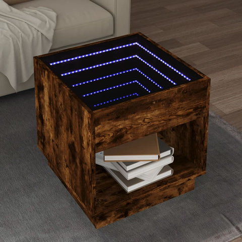 vidaXL Couchtisch mit Infinity-LED Räuchereiche 50x50x50 cm