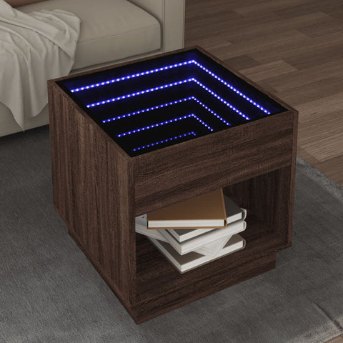 vidaXL Couchtisch mit Infinity-LED Braun Eichen-Optik 50x50x50 cm